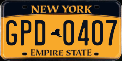 NY license plate GPD0407