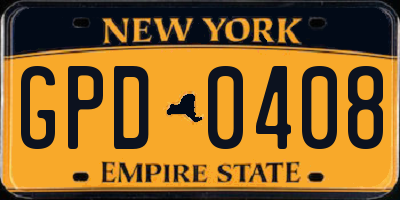 NY license plate GPD0408