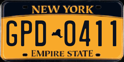 NY license plate GPD0411