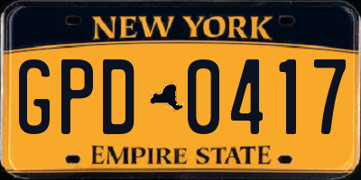 NY license plate GPD0417