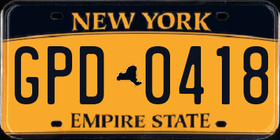 NY license plate GPD0418