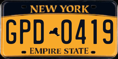 NY license plate GPD0419