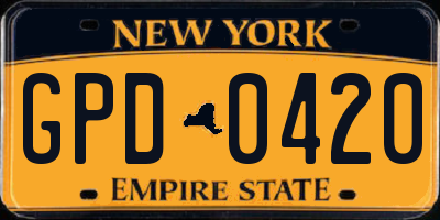 NY license plate GPD0420