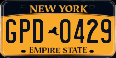 NY license plate GPD0429