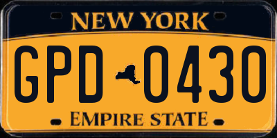 NY license plate GPD0430