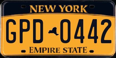 NY license plate GPD0442