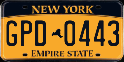 NY license plate GPD0443