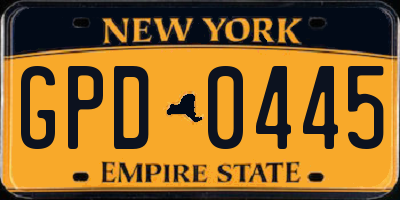 NY license plate GPD0445