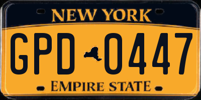 NY license plate GPD0447