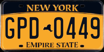 NY license plate GPD0449