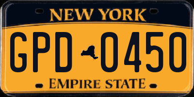 NY license plate GPD0450