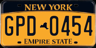 NY license plate GPD0454