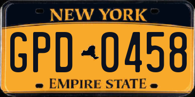 NY license plate GPD0458