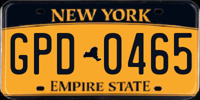 NY license plate GPD0465
