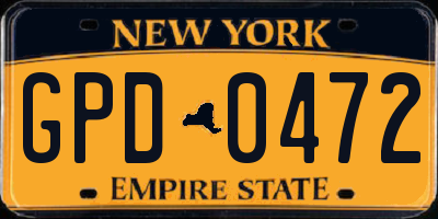NY license plate GPD0472