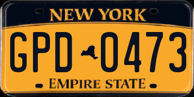 NY license plate GPD0473