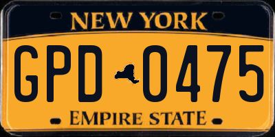 NY license plate GPD0475