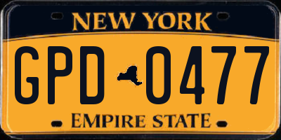 NY license plate GPD0477