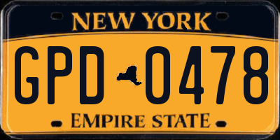 NY license plate GPD0478