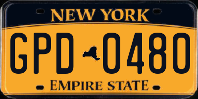 NY license plate GPD0480
