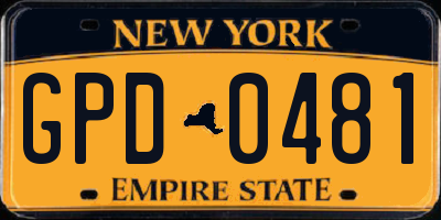 NY license plate GPD0481