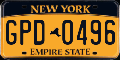 NY license plate GPD0496