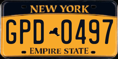 NY license plate GPD0497