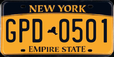 NY license plate GPD0501