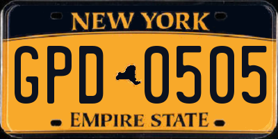 NY license plate GPD0505