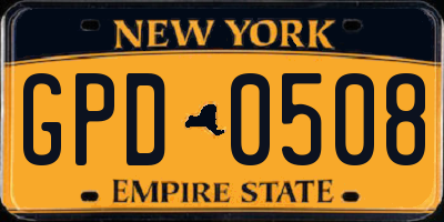 NY license plate GPD0508