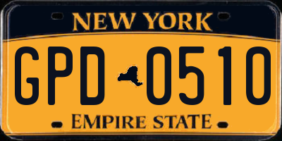 NY license plate GPD0510