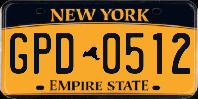 NY license plate GPD0512