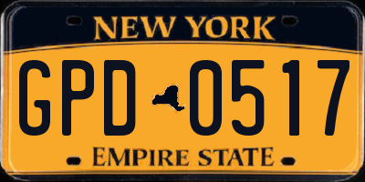 NY license plate GPD0517