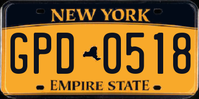 NY license plate GPD0518