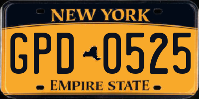 NY license plate GPD0525