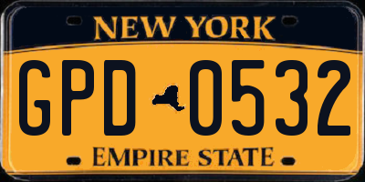 NY license plate GPD0532