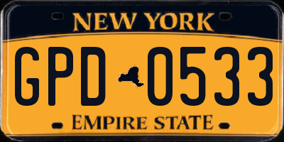 NY license plate GPD0533