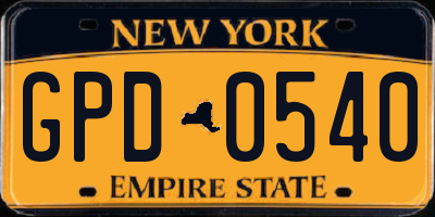 NY license plate GPD0540