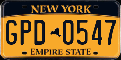 NY license plate GPD0547