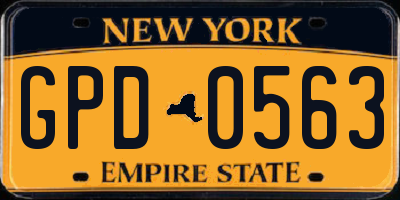 NY license plate GPD0563