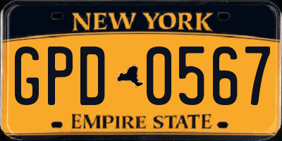NY license plate GPD0567