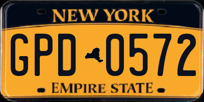 NY license plate GPD0572