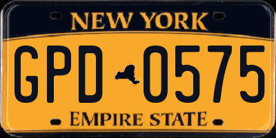 NY license plate GPD0575