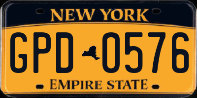 NY license plate GPD0576