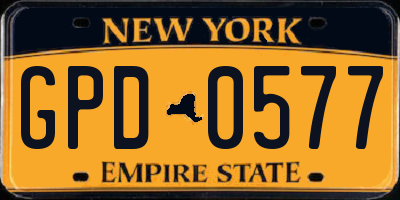 NY license plate GPD0577