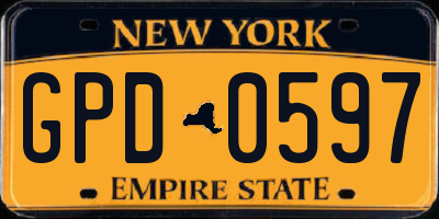 NY license plate GPD0597