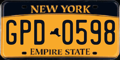NY license plate GPD0598