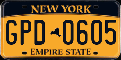 NY license plate GPD0605