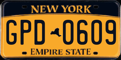 NY license plate GPD0609