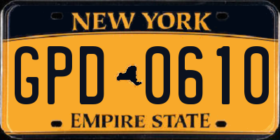 NY license plate GPD0610